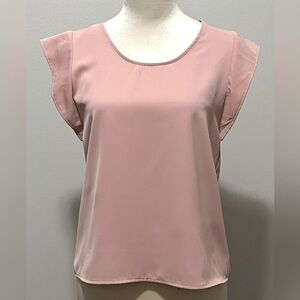 Express Short Sleeve Blouse Womens XS pink office work dressy lightweight EUC
